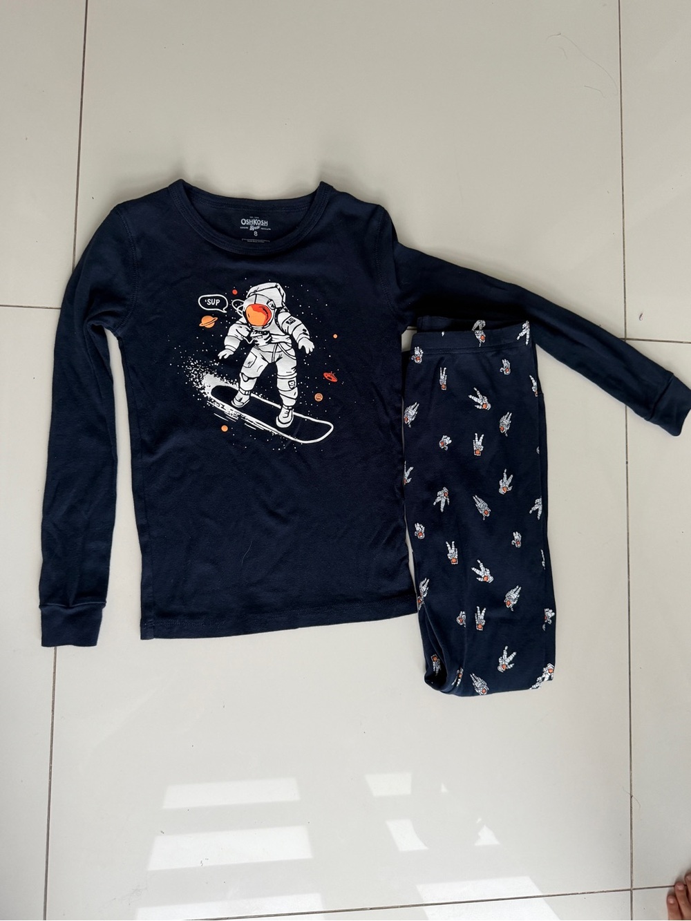 OshKosh B'gosh Navy Space Astronaut Pajama Set with Orange Accents